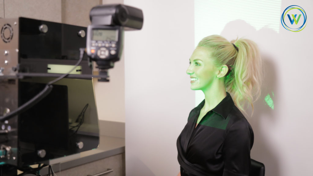 Woman getting a ct scan of her face
