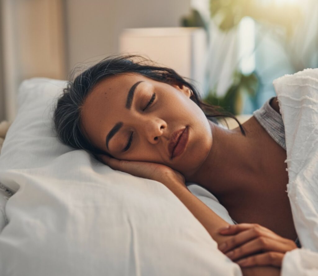 Woman sleeping on a pillow